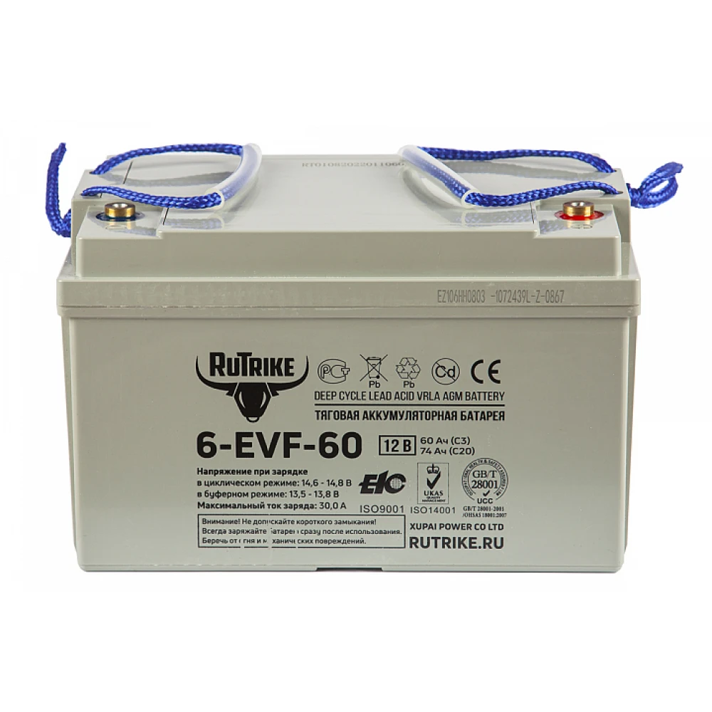 Тяговый аккумулятор RuTrike 6-EVF-60 (12V60A/H C3) 1